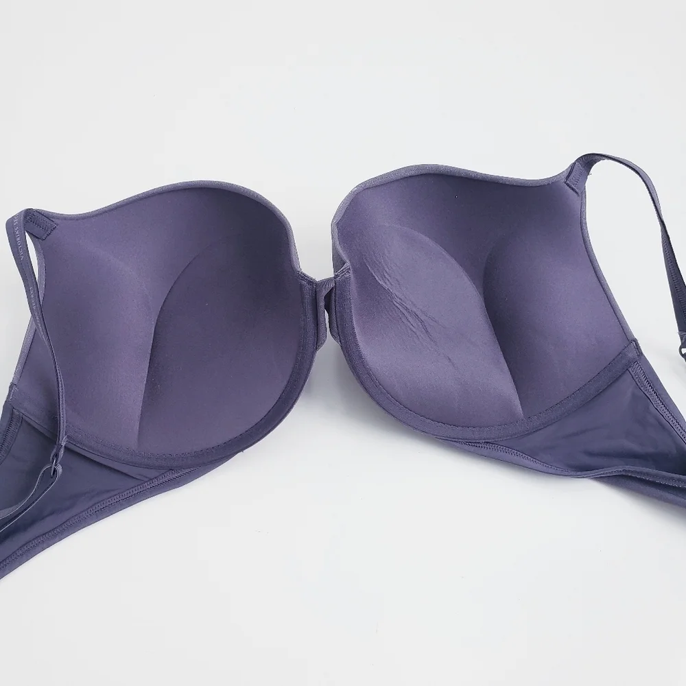 Victorias Secret T-Shirt Pushup Plunge Purple Heathered Silver Bra